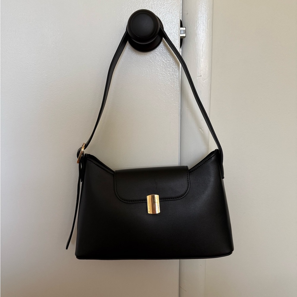 Old Navy Black Shoulder Bag with Gold Accent